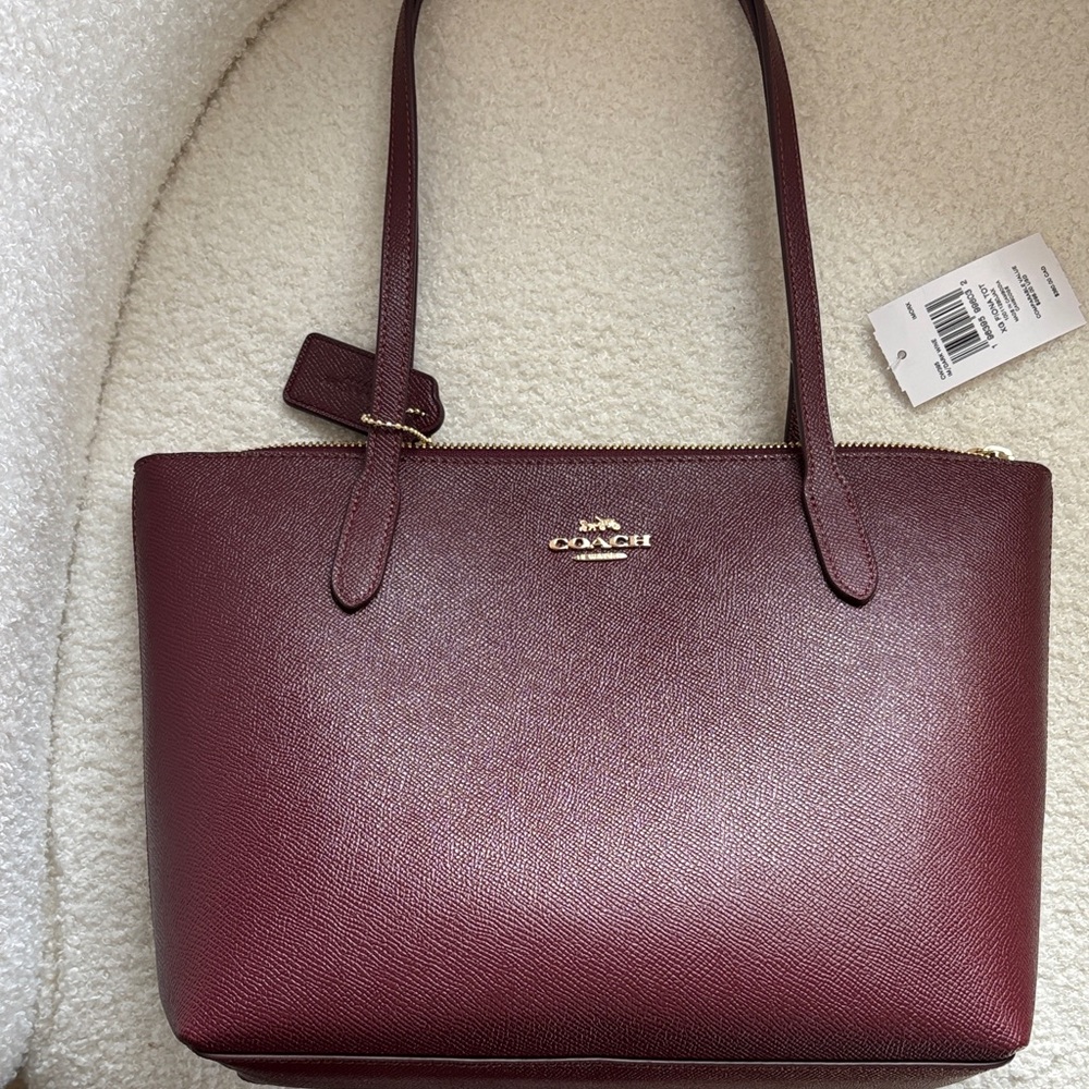 Coach Deep Red Leather Tote